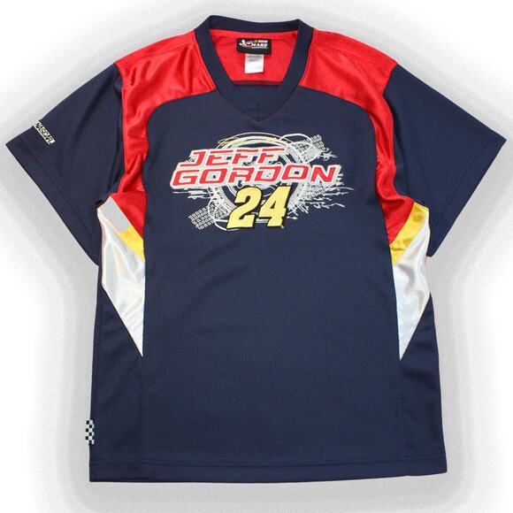 Blue Vintage Y2K Embroidered Jeff Gordon Nascar Race Graphic Tee - Picture 1 of 6